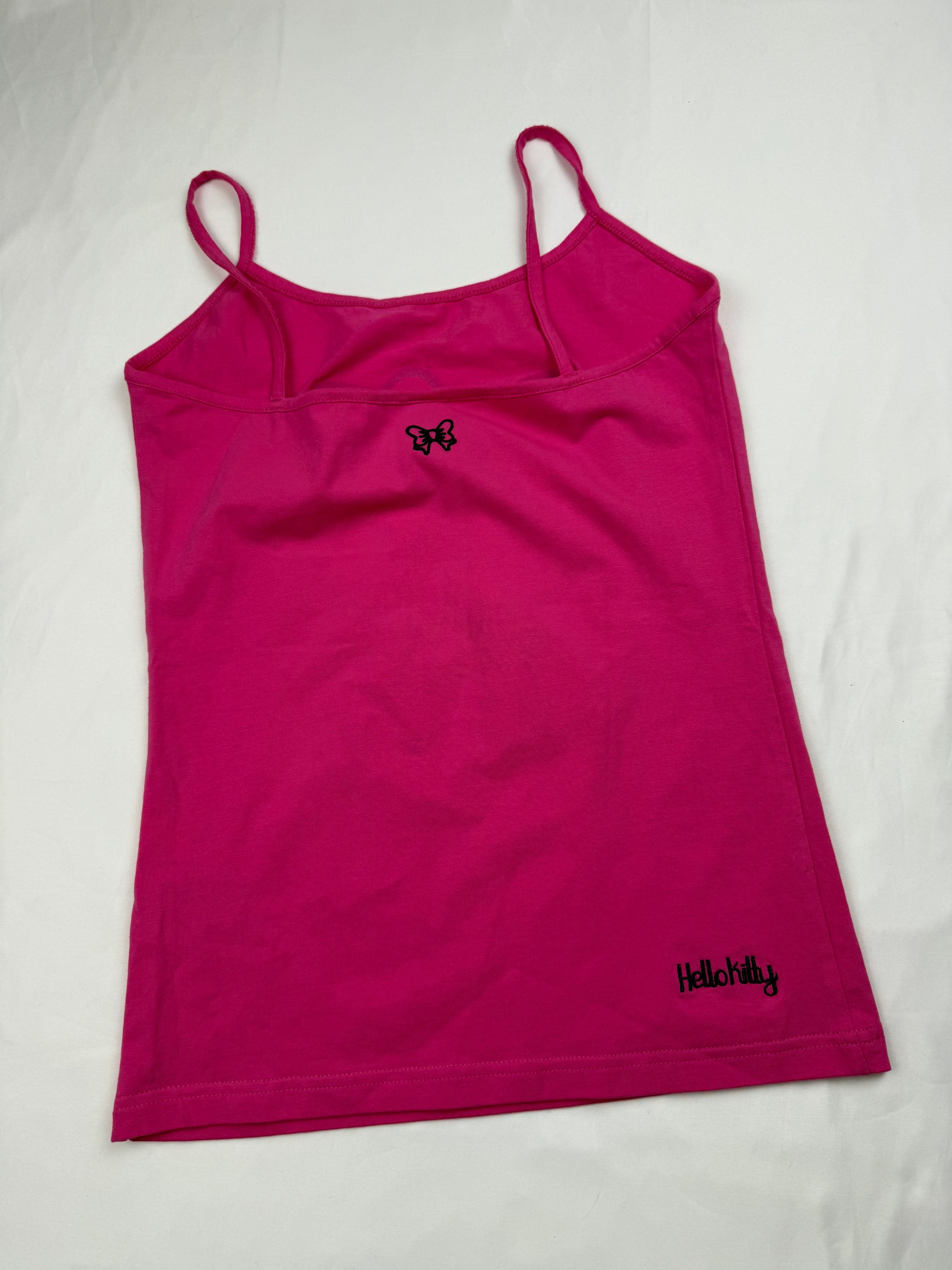Pink kitty cotton tight fit cami top (S)