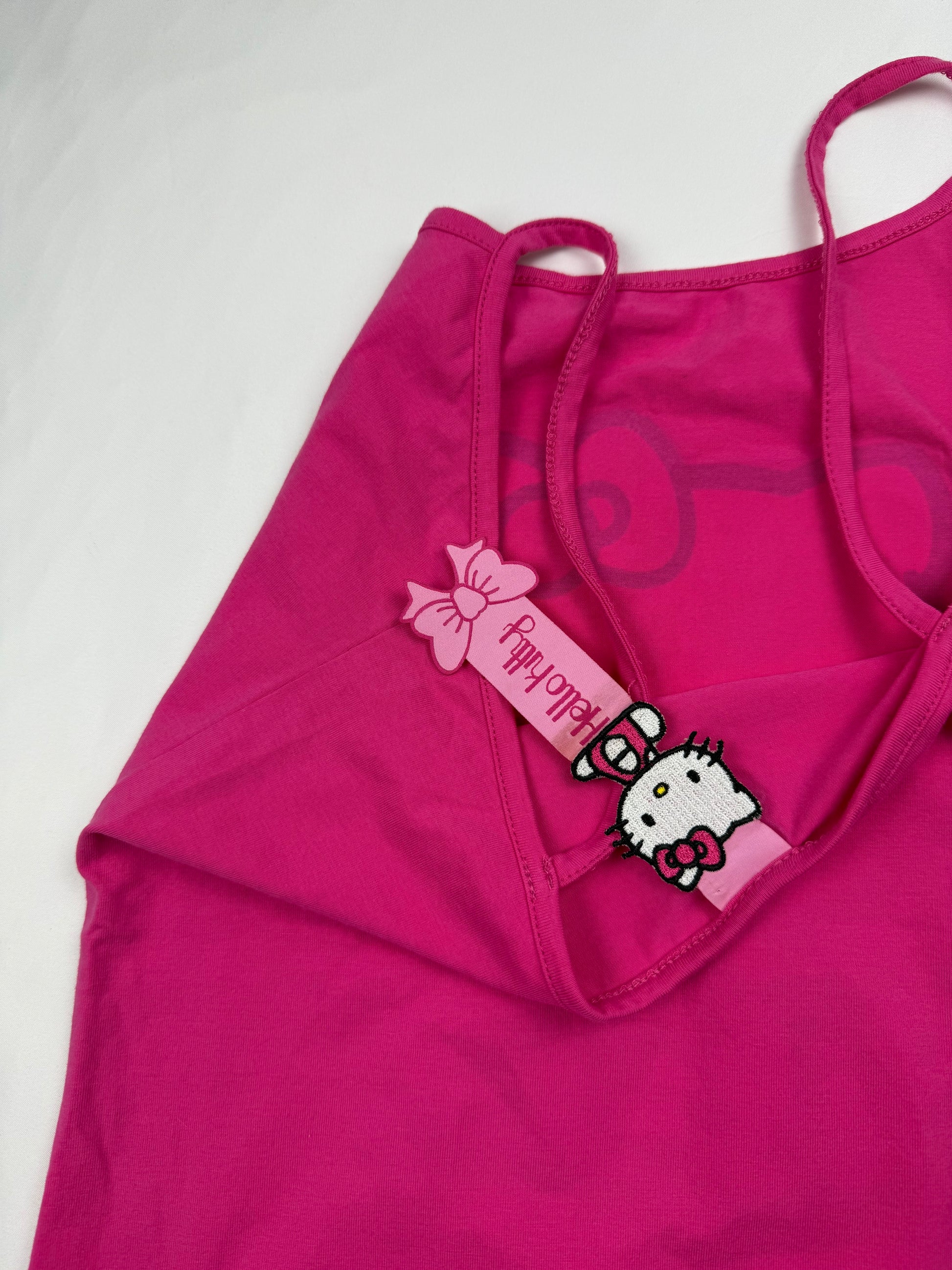 Pink kitty cotton tight fit cami top (S)