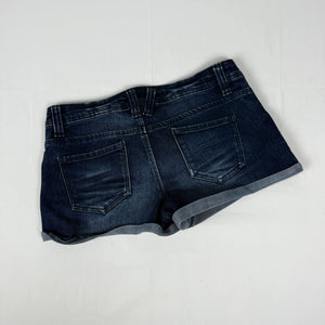 Navy denim low rise mini short (M)