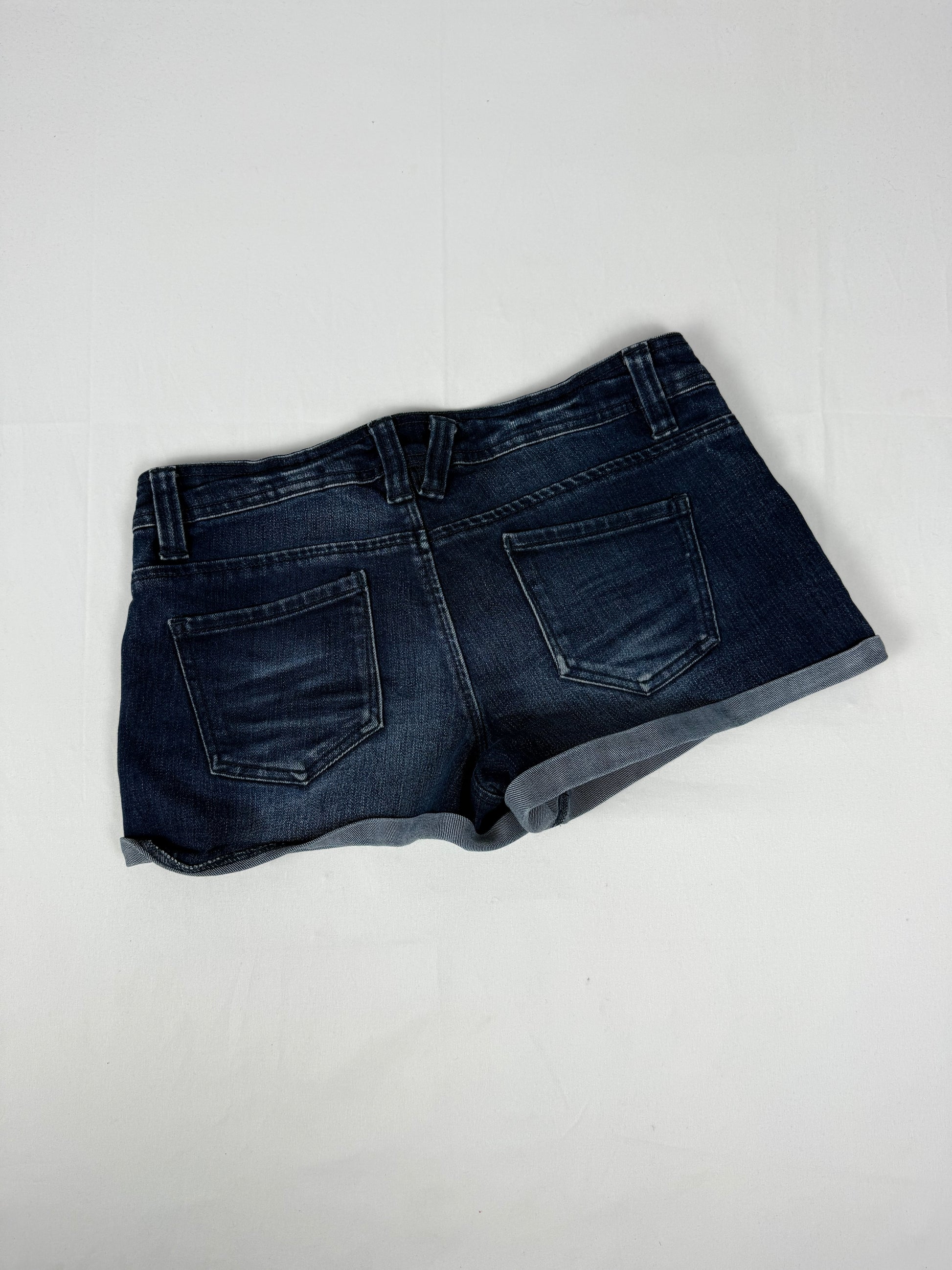Navy denim low rise mini short (M)