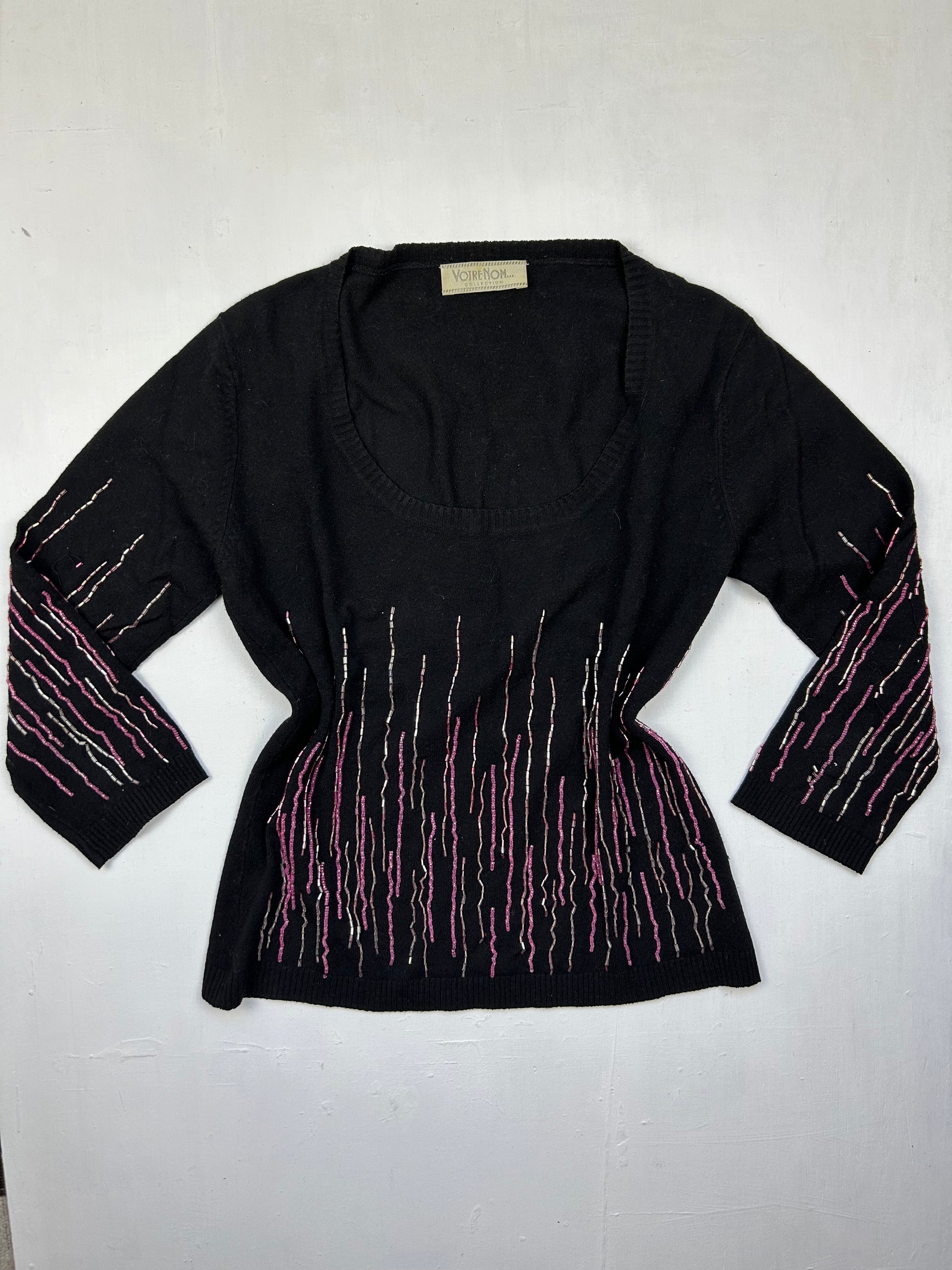 Black sequins 3/4 long sleeves top (S/M)