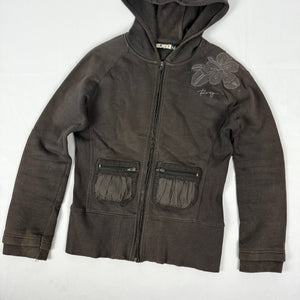 Khaki zip up cotton hoodie (S/M)