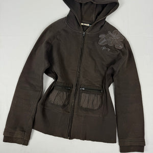 Khaki zip up cotton hoodie (S/M)