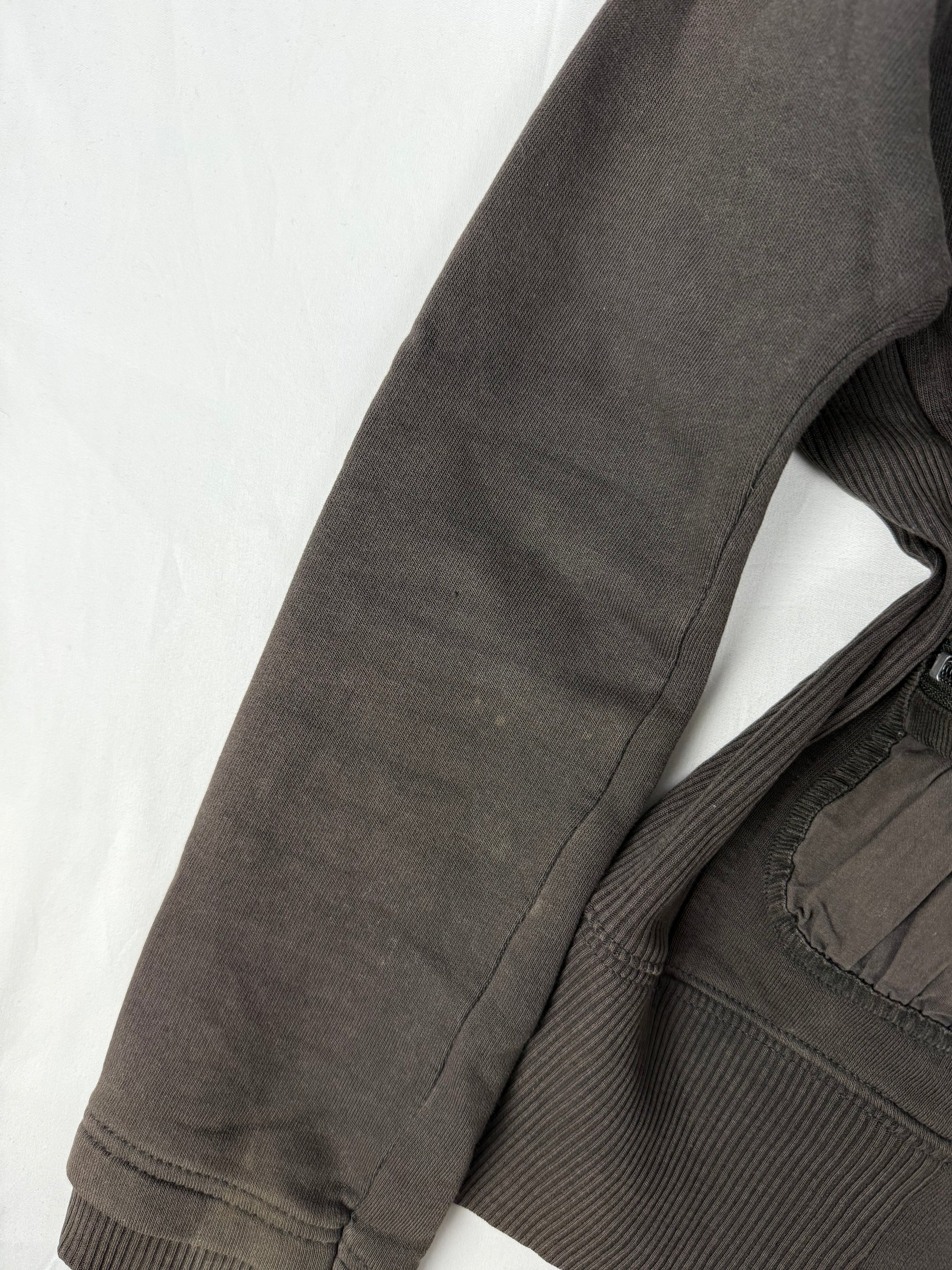 Khaki zip up cotton hoodie (S/M)