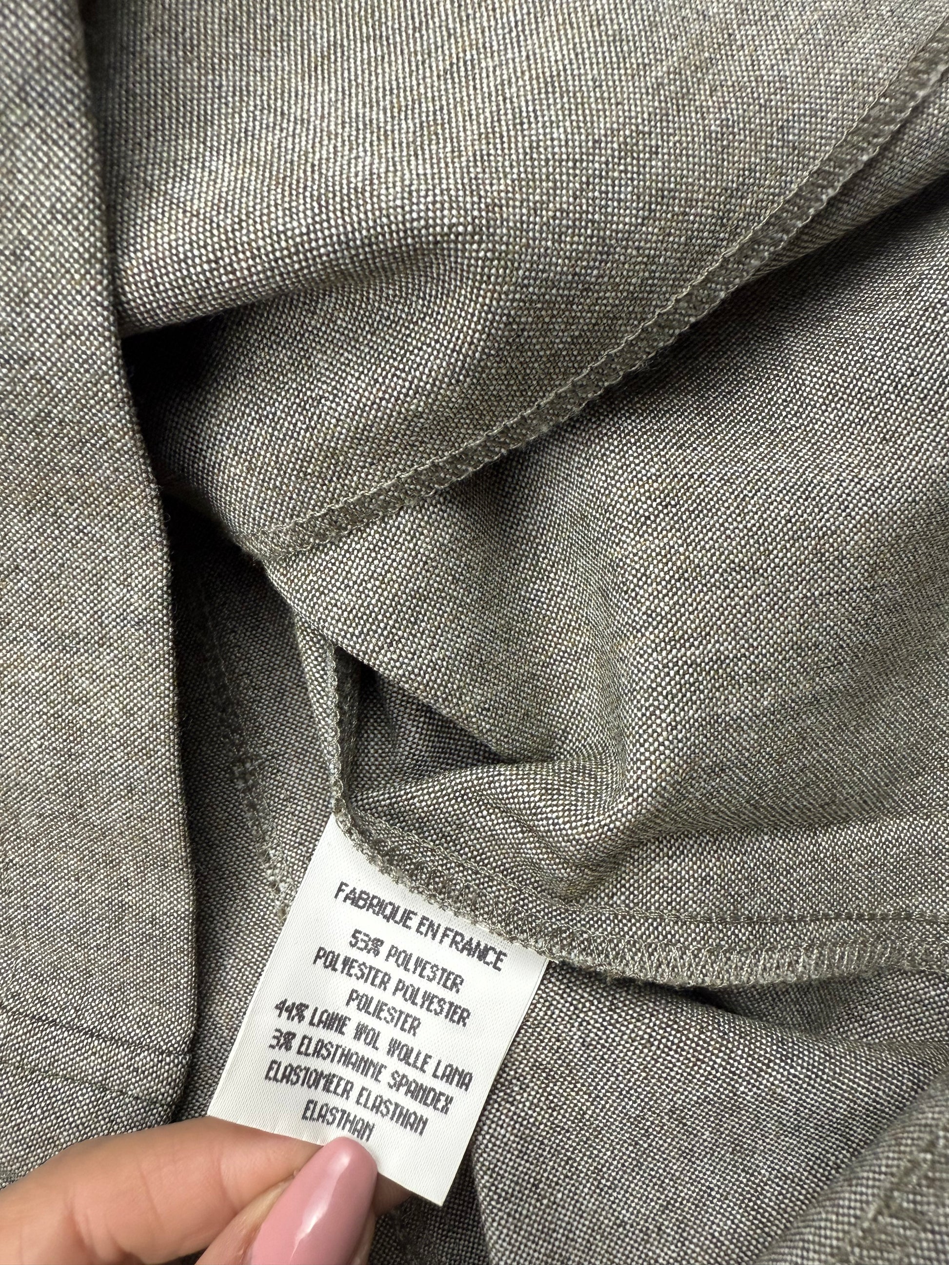 Khaki zip up office blazer jacket (L)