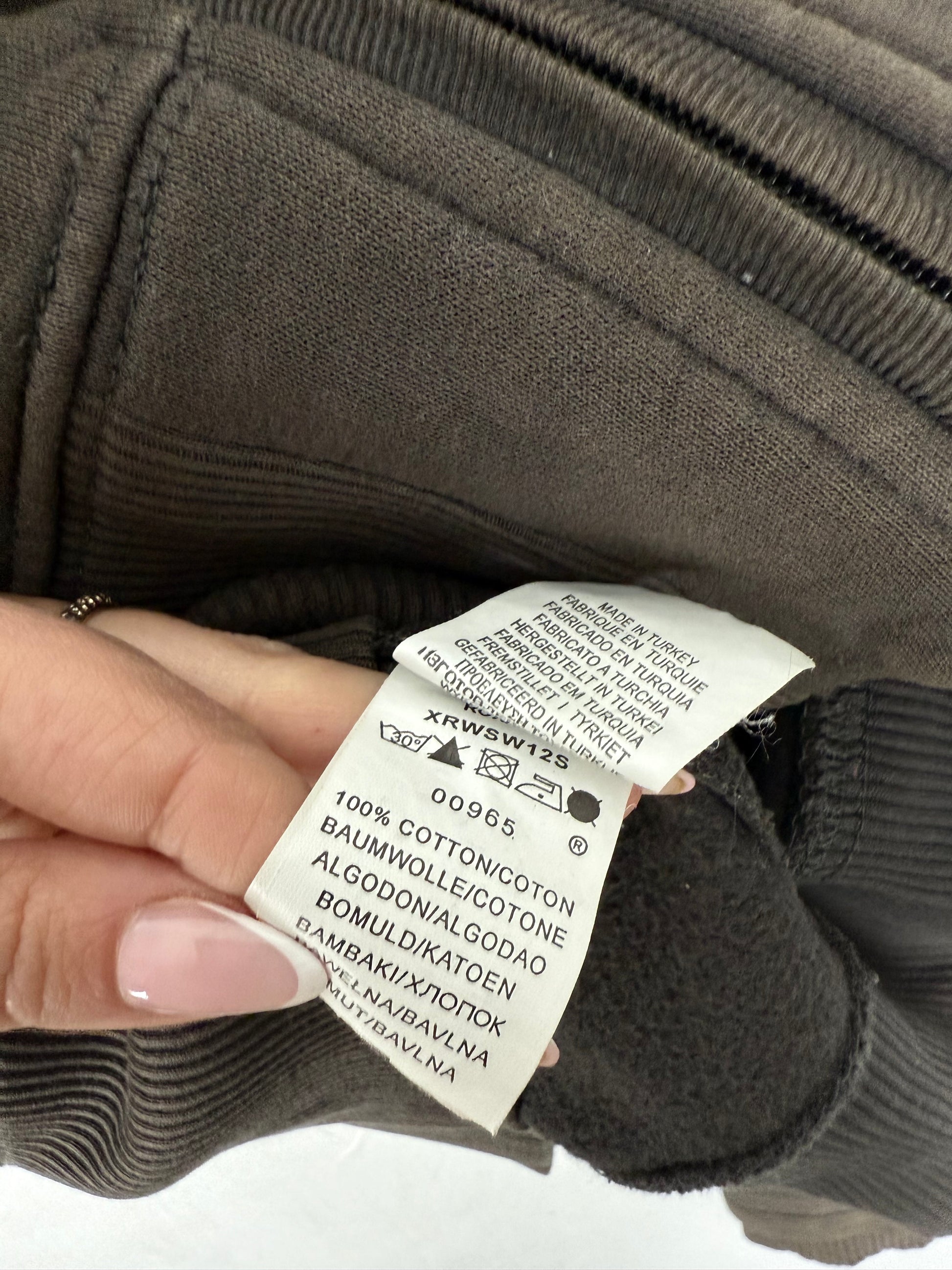 Khaki zip up cotton hoodie (S/M)