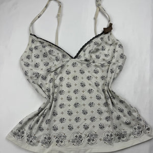 White graphic coquette cami top (M)