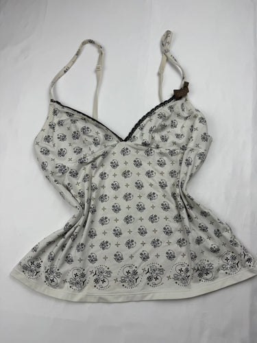White graphic coquette cami top (M)