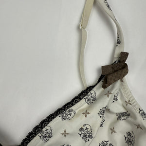 White graphic coquette cami top (M)
