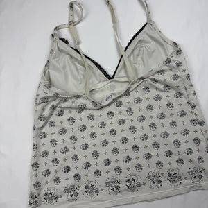 White graphic coquette cami top (M)