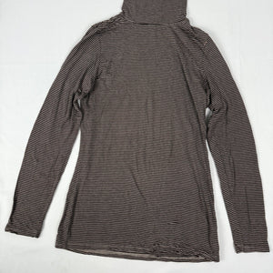 Brown striped turtleneck long sleeves top (M)