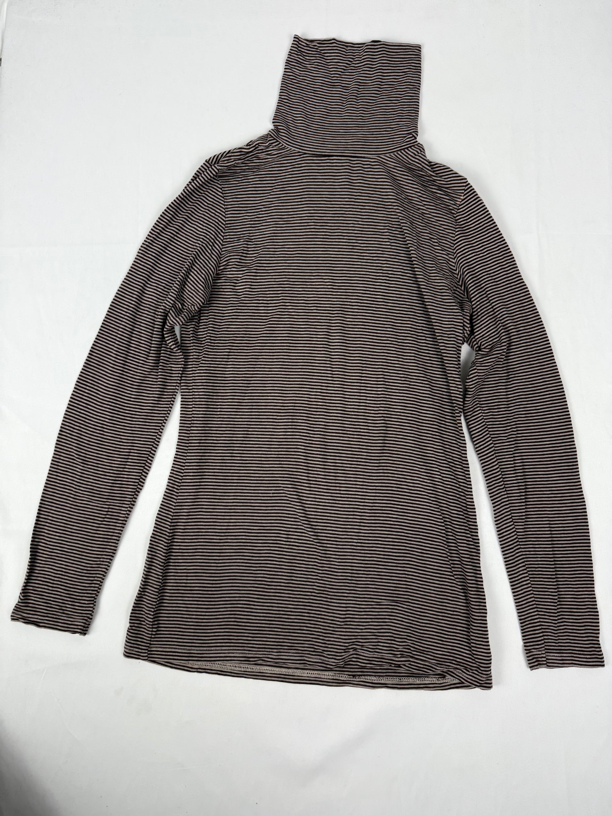 Brown striped turtleneck long sleeves top (M)