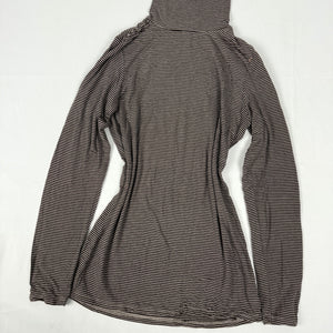 Brown striped turtleneck long sleeves top (M)