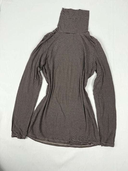 Brown striped turtleneck long sleeves top (M)