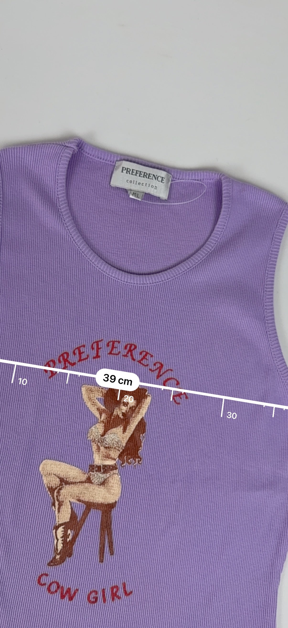 Lilac ribbed cotton tank top (M)