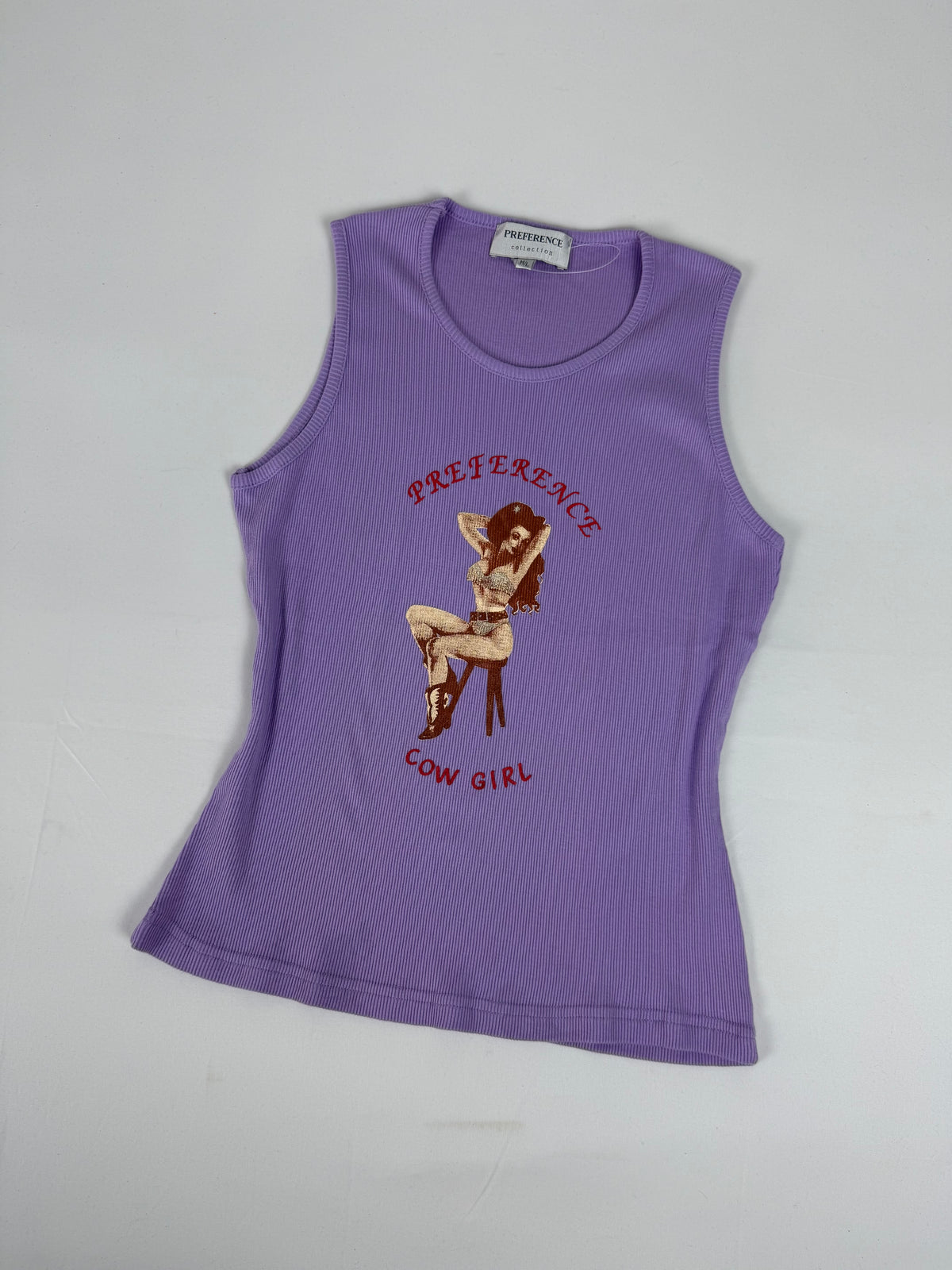 Lilac ribbed cotton tank top (M)
