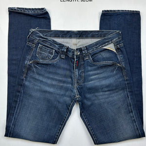 Navy blue  low rise straight legs denim pants (S)