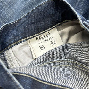 Navy blue  low rise straight legs denim pants (S)