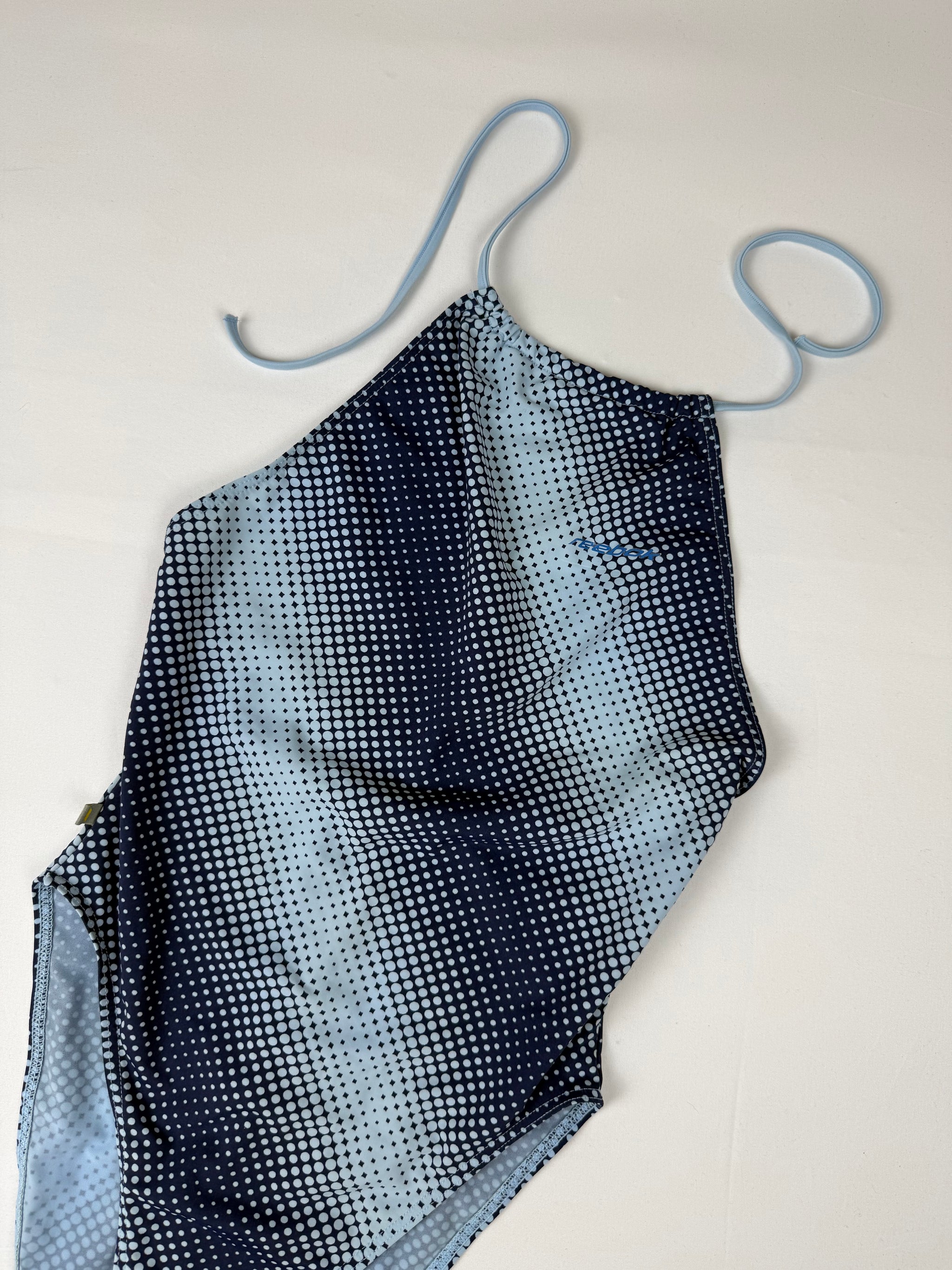 Blue lycra backless body swimsuit (S)