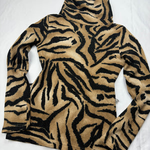 Beige tiger print super soft turtleneck jumper (S/M)