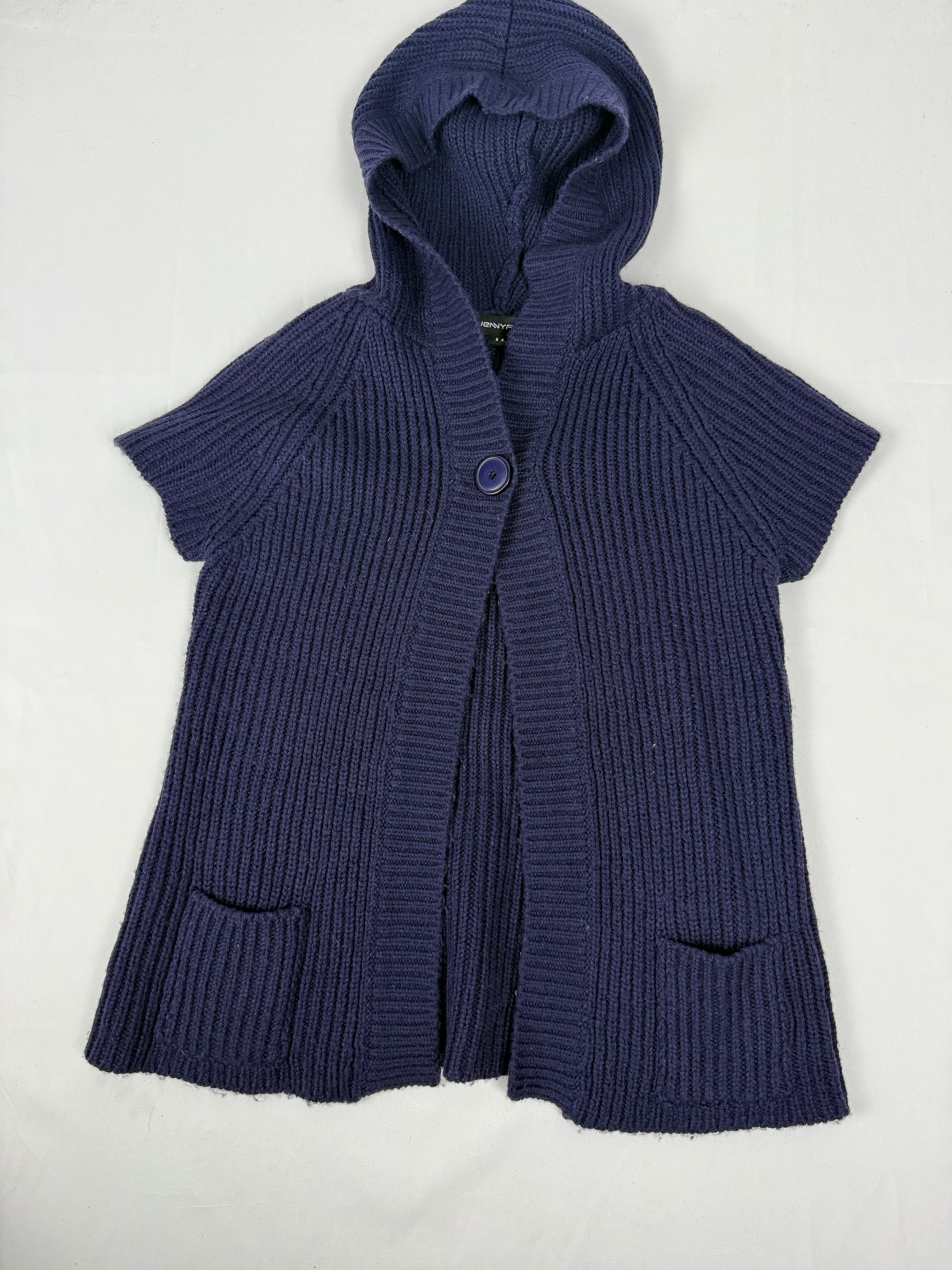 Purple hooded short sleeves cardigan jumper (M)
