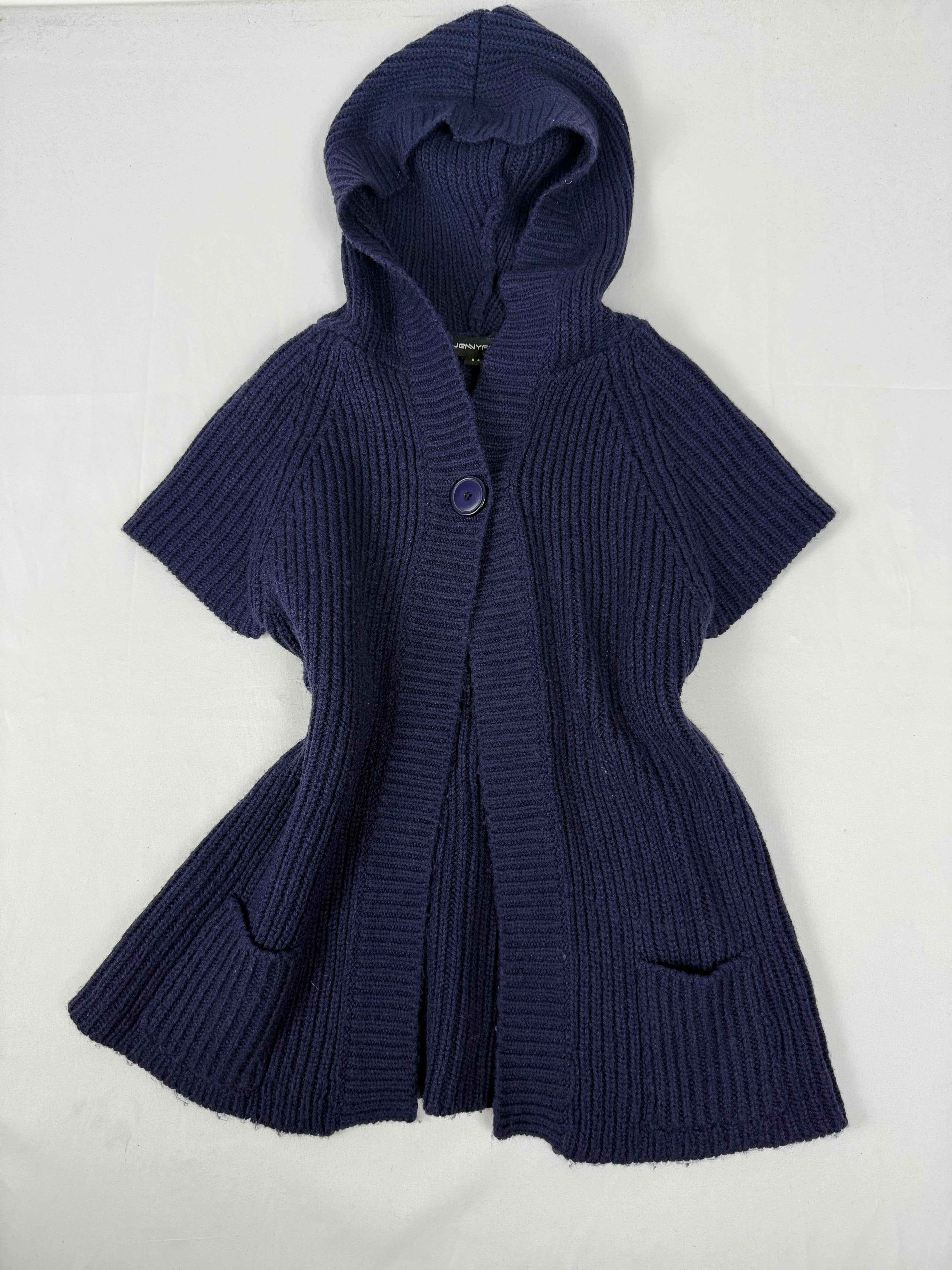 Purple hooded short sleeves cardigan jumper (M)