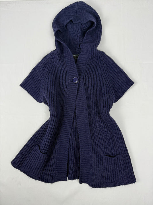 Navy hooded short sleeves cardigan jumper (M)