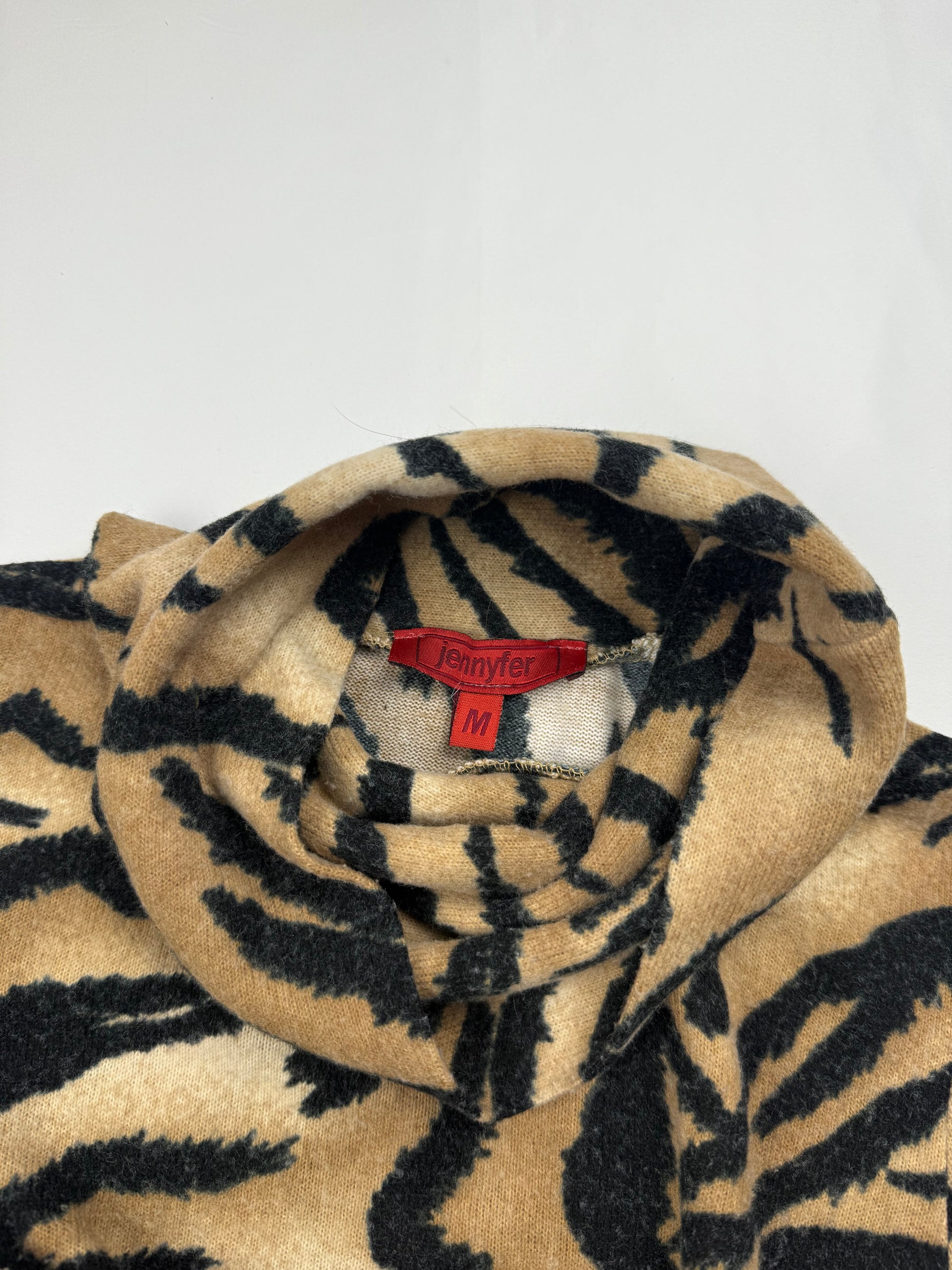 Beige tiger print super soft turtleneck jumper (S/M)