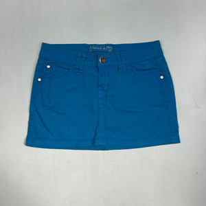 Blue low rise mini skirt (S)