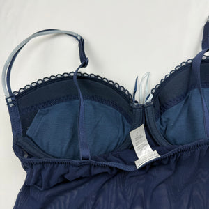 Navy blue mesh see trough babydoll mini dress (S)