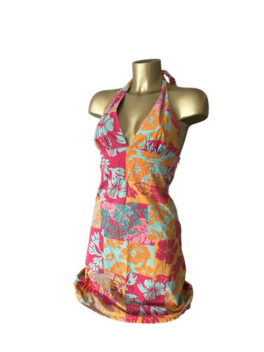 Multicolor graphic backless summer dress (XS/S)