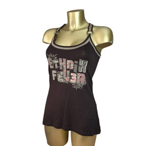 Brown graphic print tank  top (M)