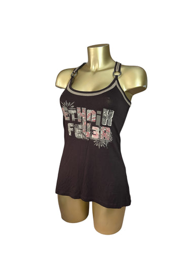 Brown graphic print tank  top (M)