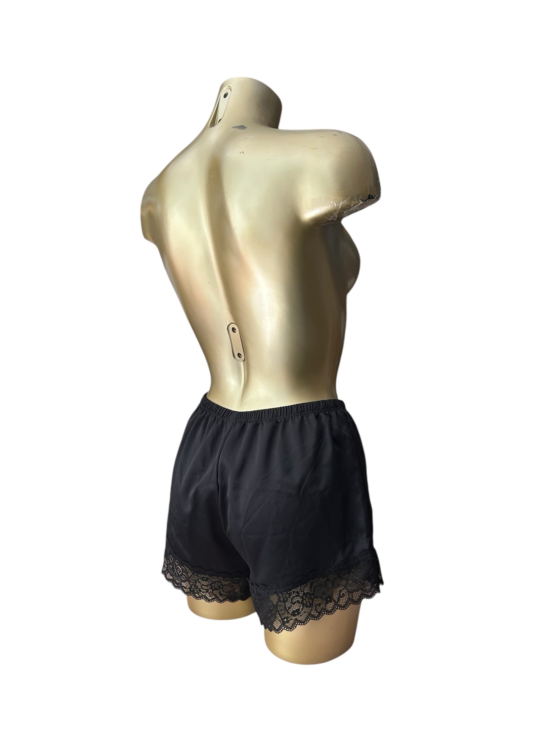 Black satin lingerie mini short (S)