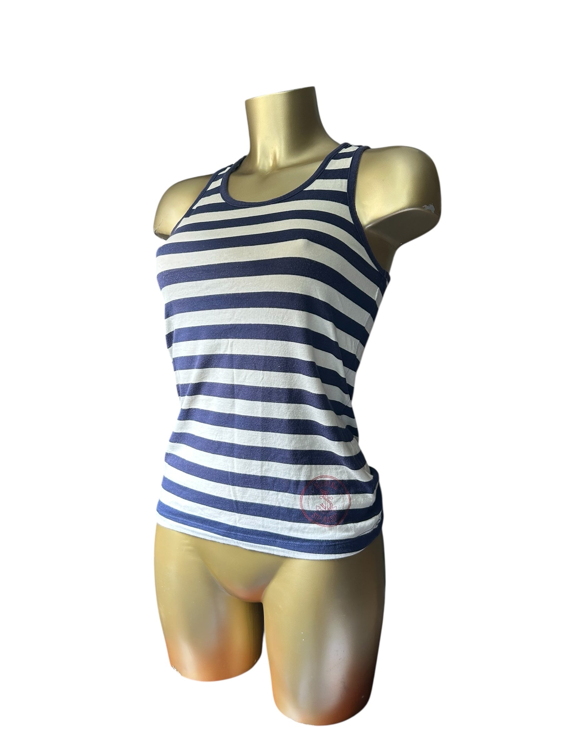 Black & white striped cotton tank top (S/M)