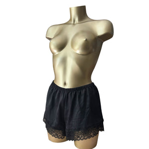 Black satin lingerie mini short (S)