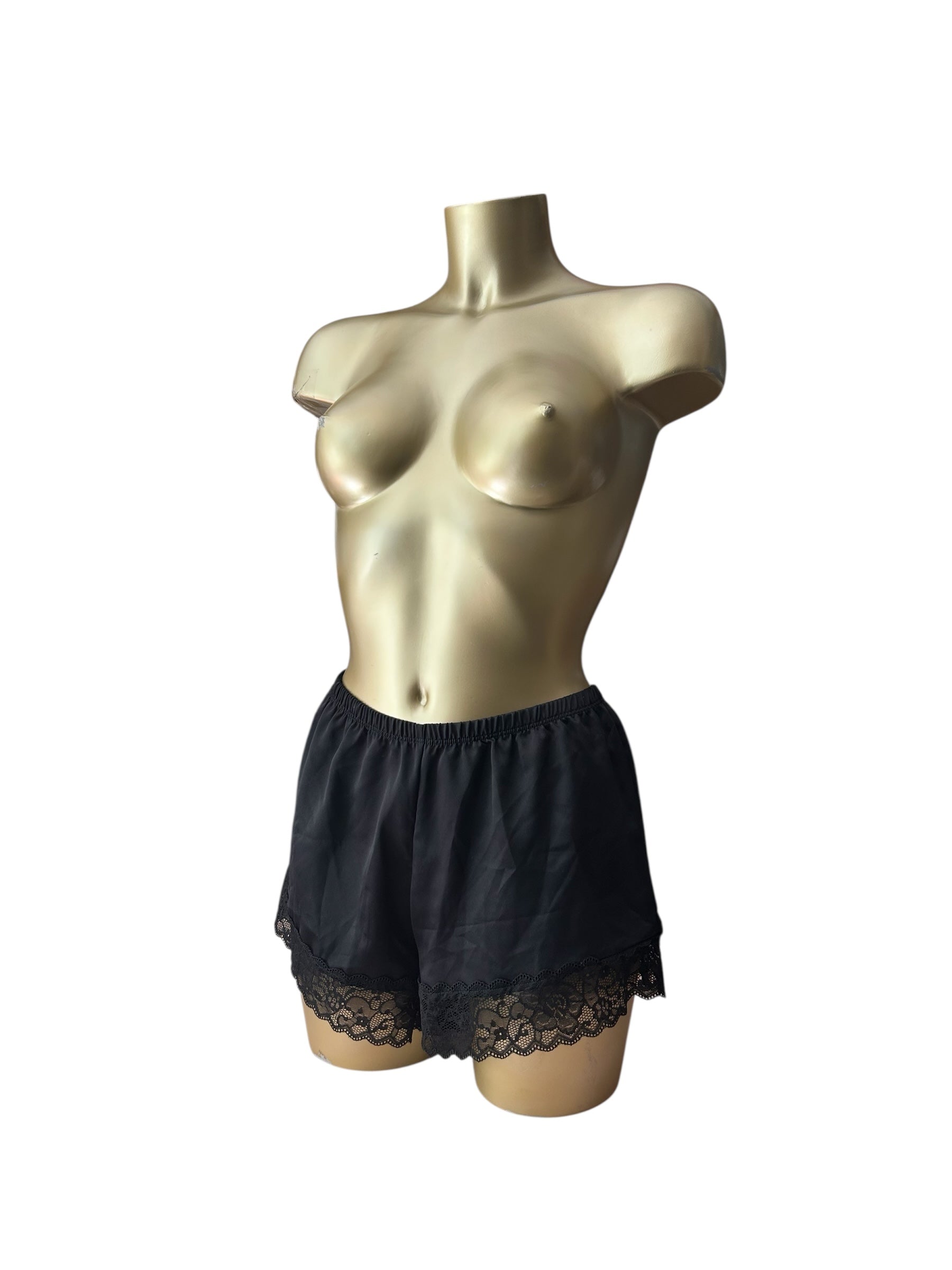 Black satin lingerie mini short (S)