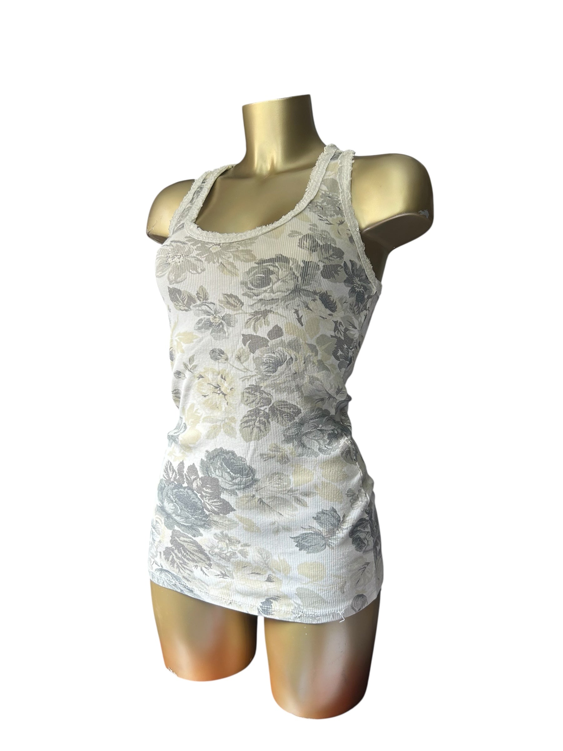 Beige graphic tank top (S)