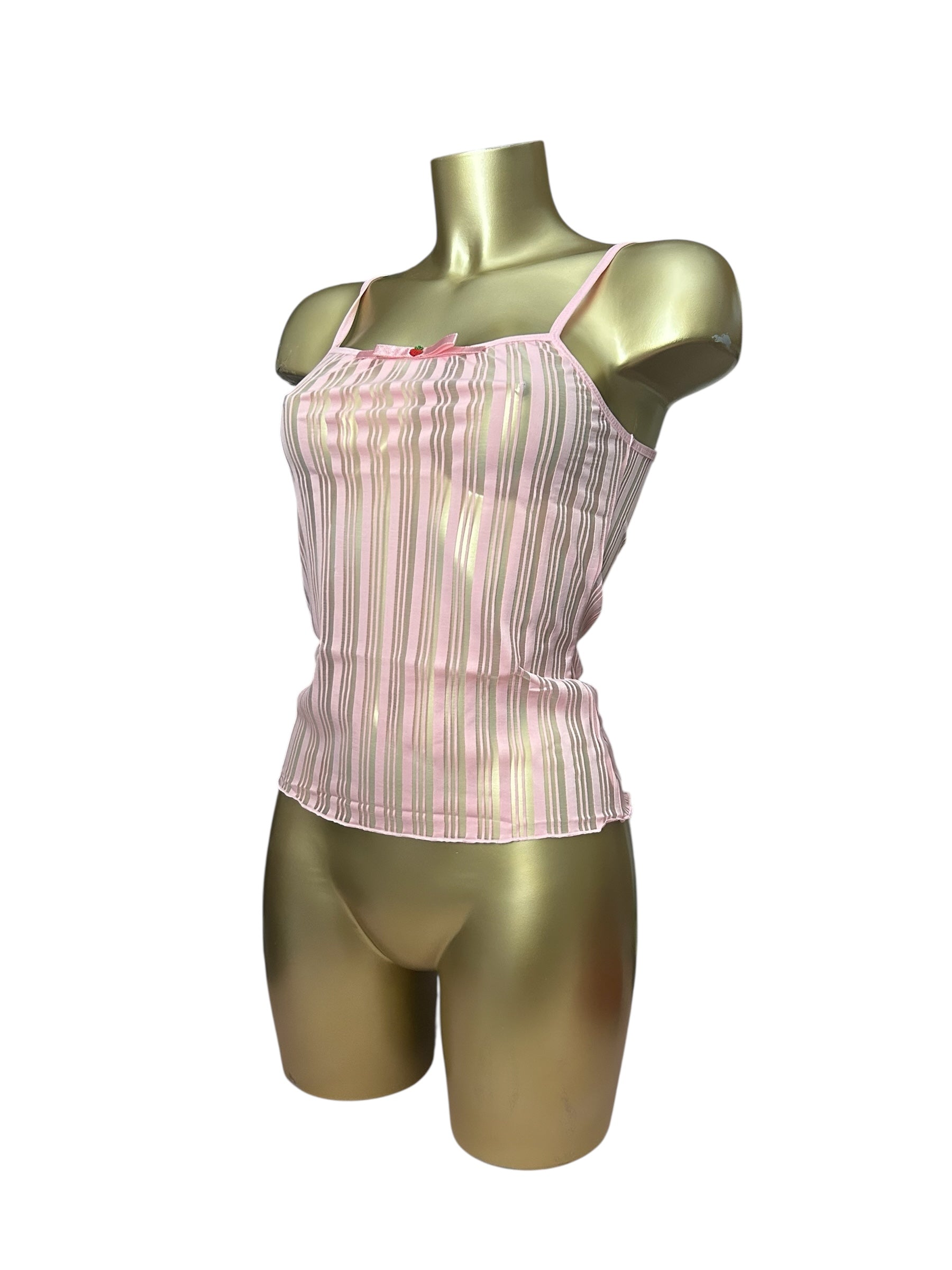Pink see trough striped cami top (S)