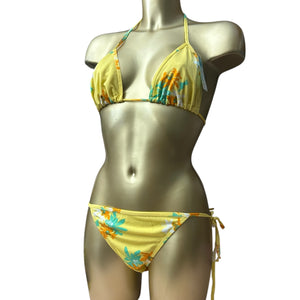Yellow floral low rise brand new bikini set (M)