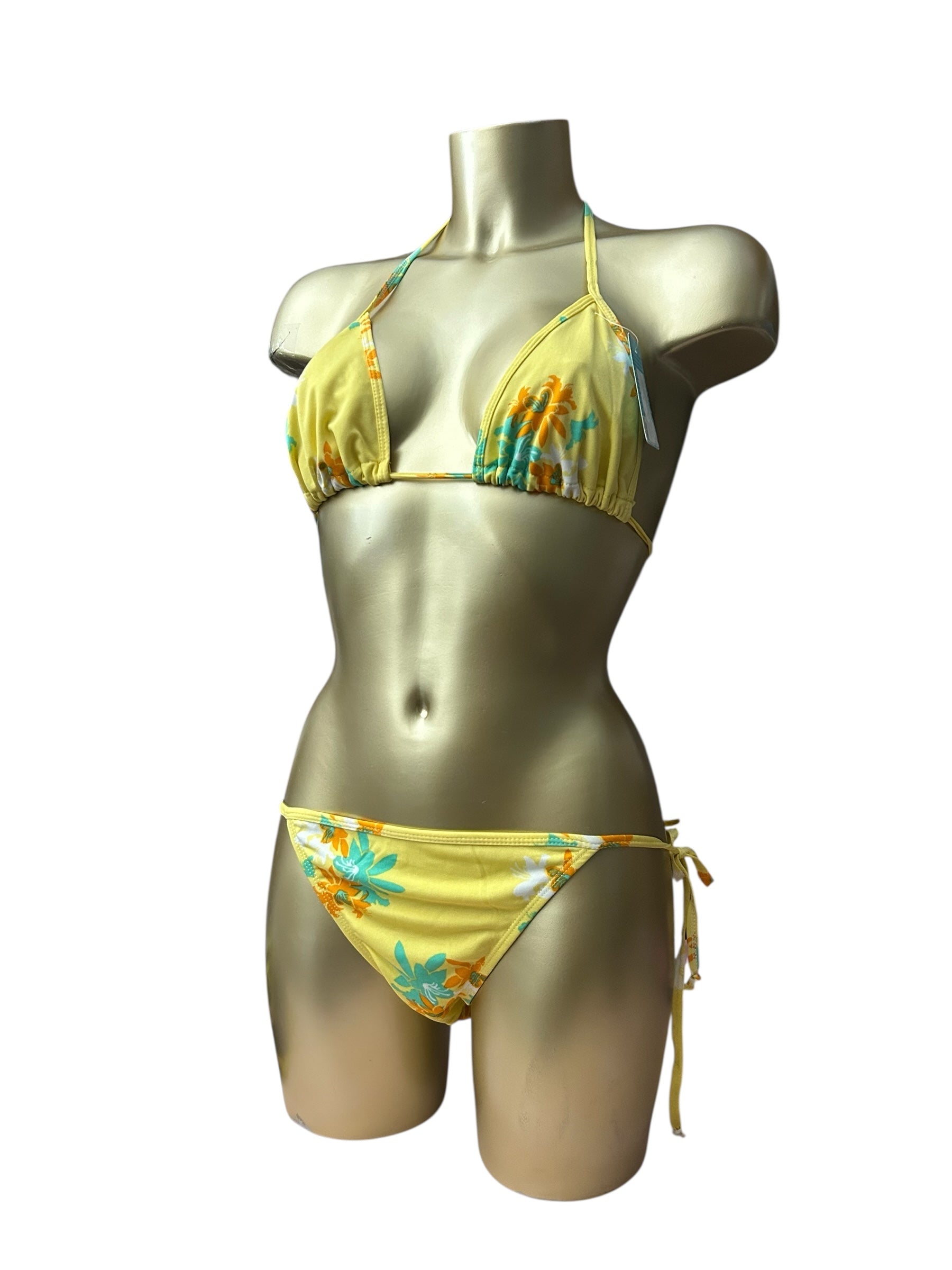 Yellow floral low rise brand new bikini set (M)