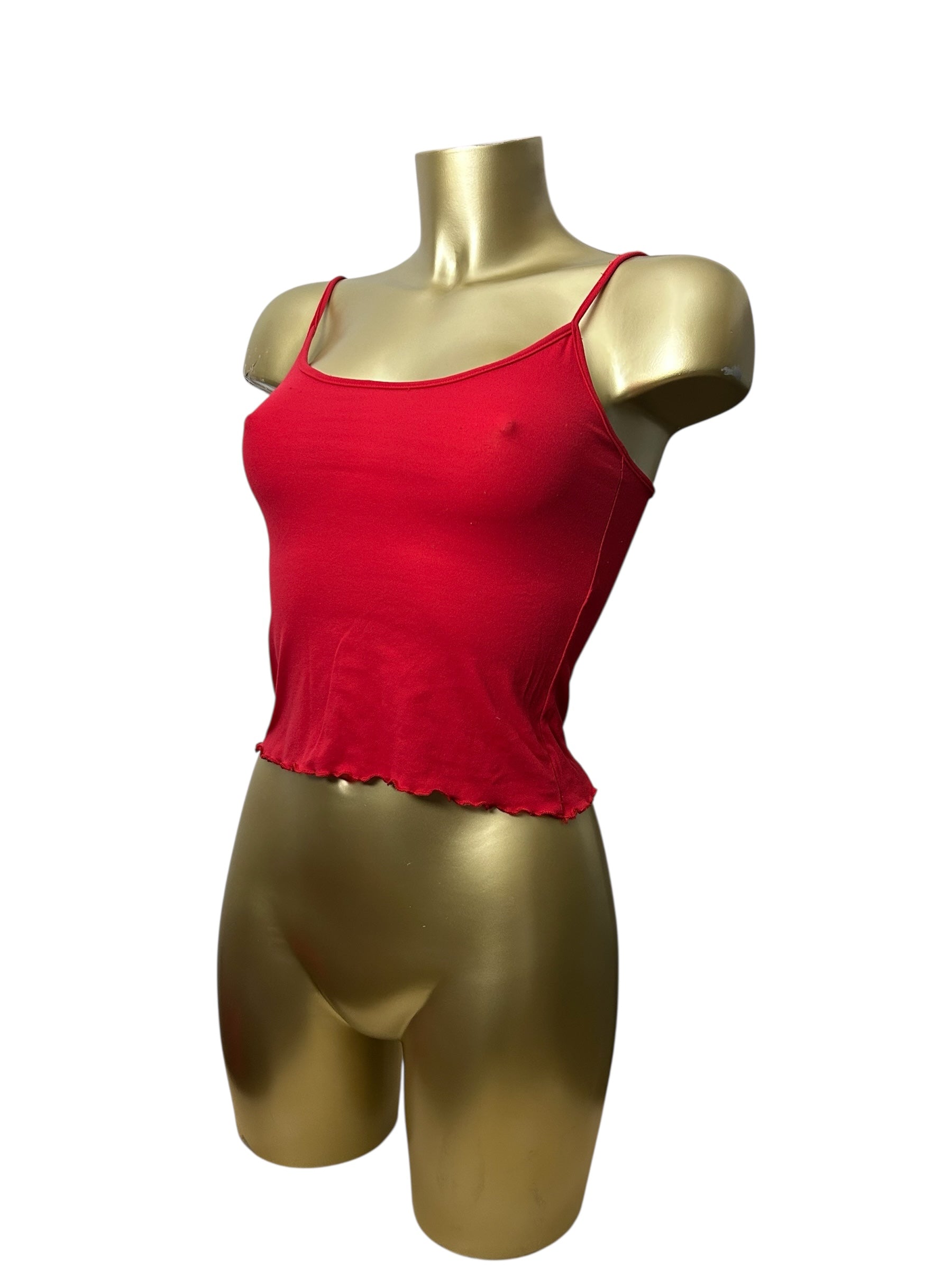 Red lettuce hem cami top (S)