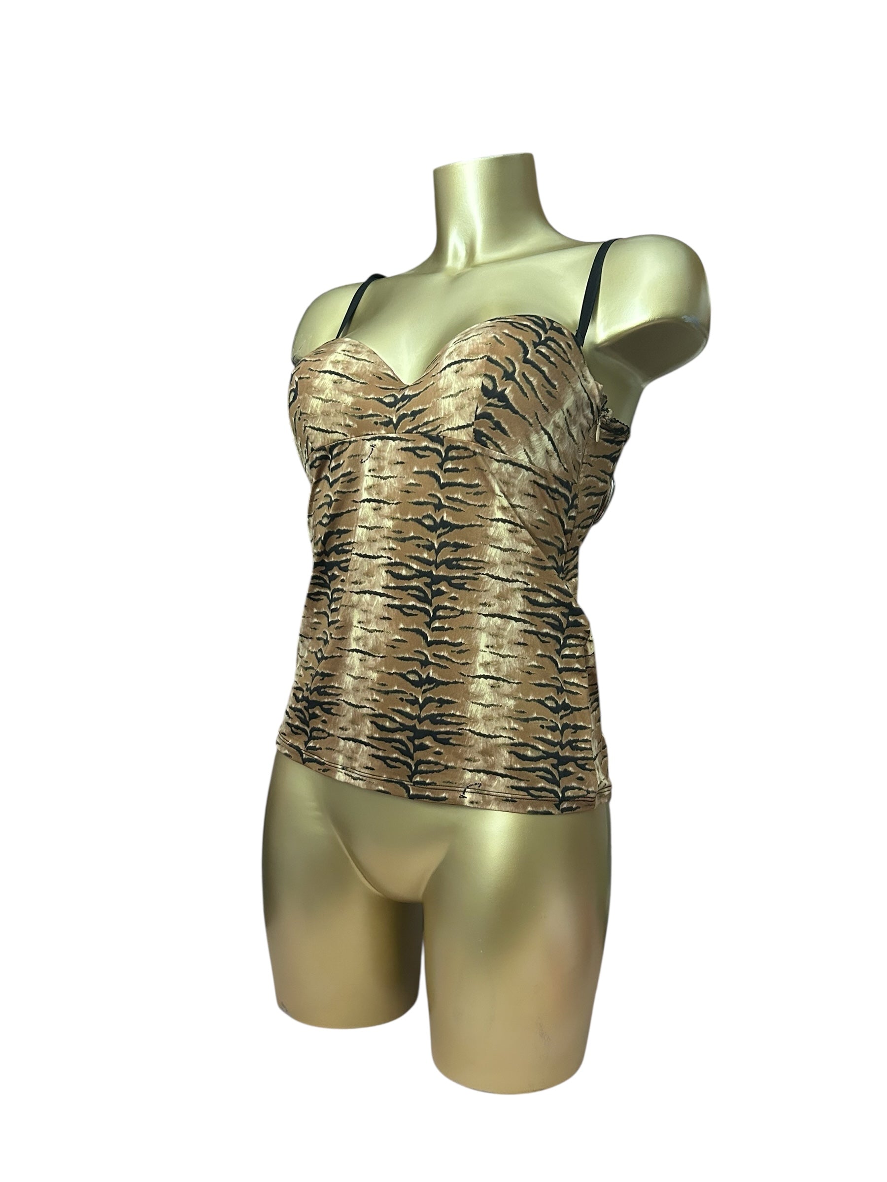 Beige animal print lycra corset top (S)