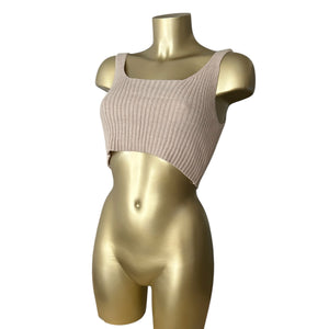 Beige super stretchy & soft knitted crop top (S/M)