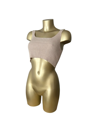 Beige super stretchy & soft knitted crop top (S/M)