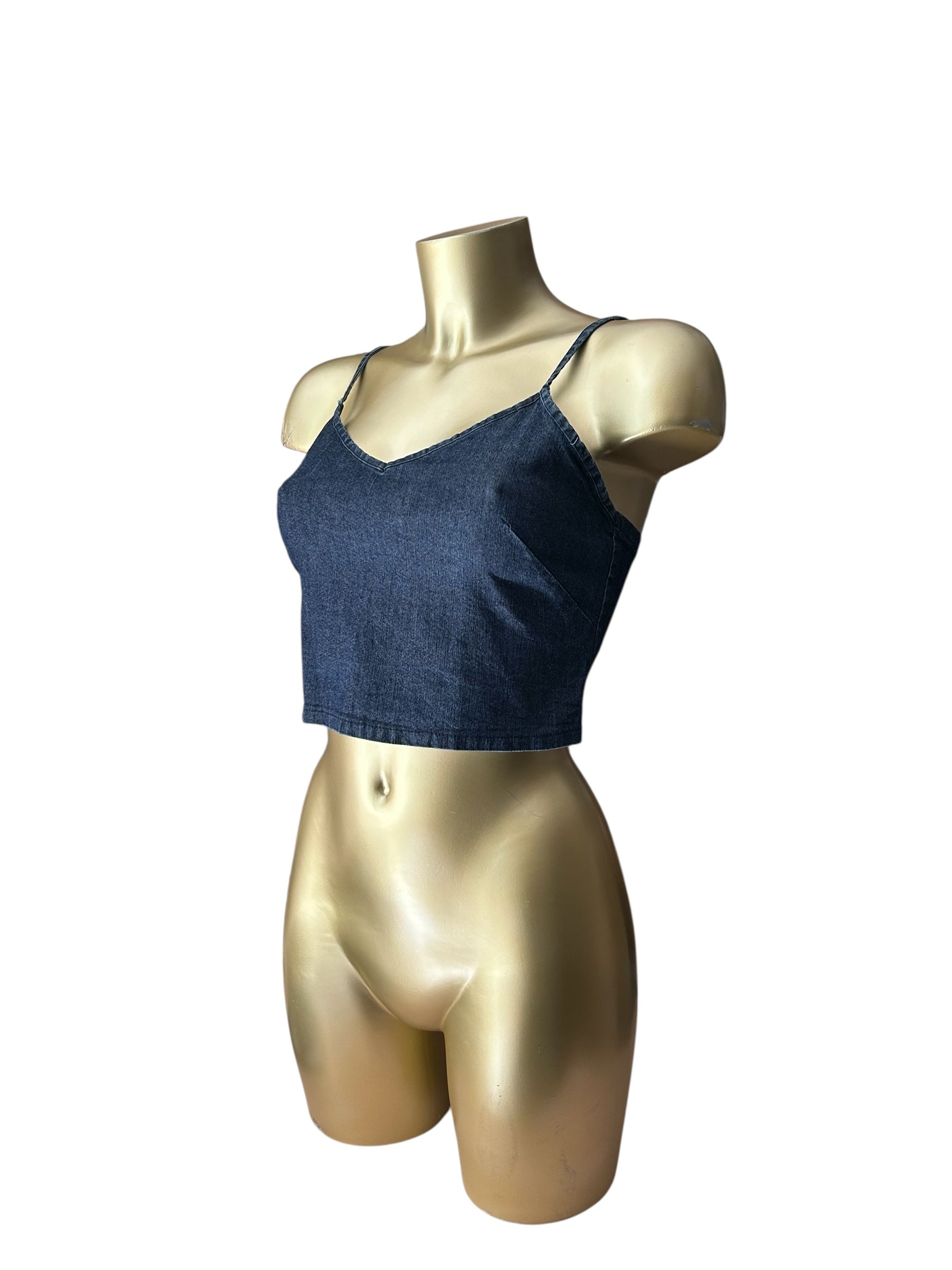 Navy denim crop cami top (S/M)