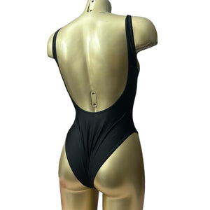 Black & beige graphic swimsuit body (S/M)