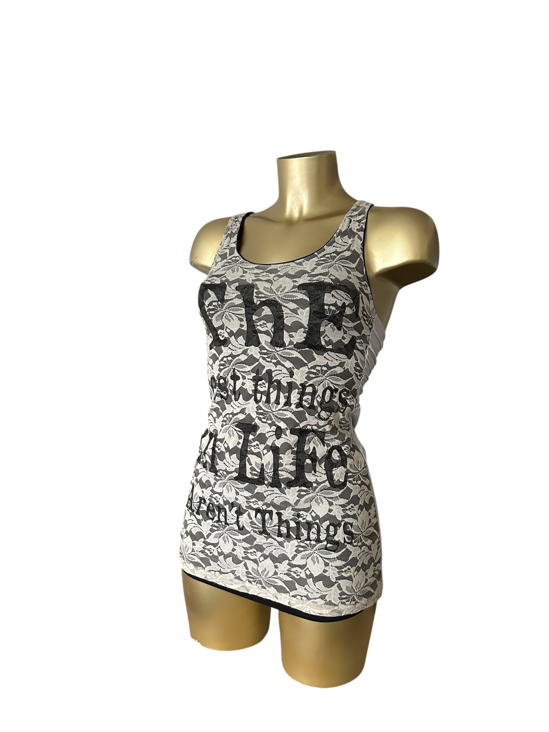 Grey lace lined tank top (S/M)