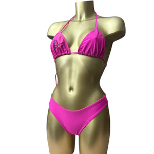 Pink butterfly low rise bikini set (S)