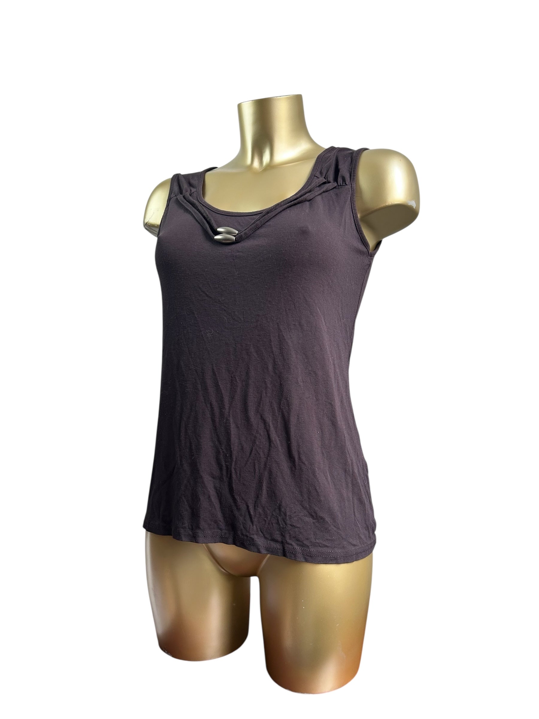 Brown pearls tank top (L)